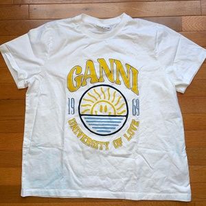 Ganni white University of Love tee